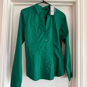 New York & Company Vibrant Green Button Down Shirt